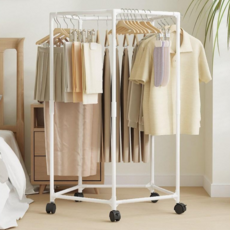 로직스 360도 회전 오각형 빨래건조대 대용량 도르래 접이식 바퀴형 이불 행거 수납 건조대, 화이트, 1개