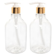 Glassdomae DN650 容器 650ml + 按壓頭, 容器(透明), 瓶蓋(金色), 2個