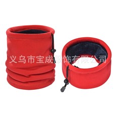 多功能抓絨脖套 搖粒絨加厚保暖圍脖, 紅色,寬度25CM高度30CM, 1個