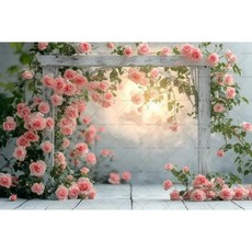 화이트 핑크 배경 커튼 꽃 장식 천 웨딩 생일 사진 소품, 10. X02755