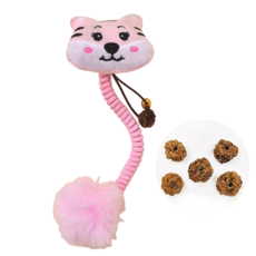 萌寵家園 貓咪咬咬繩 蟲癭果 逗貓球 寵物毛絨玩具 磨牙潔牙, 粉色老虎, 1個