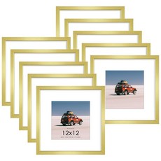 12x12 블랙 액자 10세트 8x8 매트 포함 벽장식용, Gold