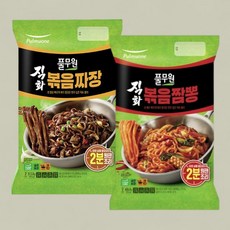 풀무원 실온면 간편식 간식 직화 볶음 짬뽕 + 짜장 406.8g 2개