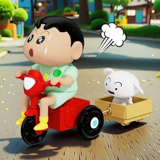 蠟筆小新發條盲盒動感新生活爬行玩具手辦兒童七夕生日禮物, 彩盒【單車小新】睡衣款+小白, 1個