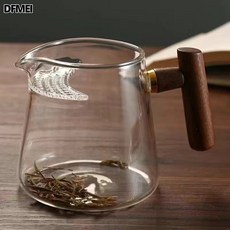 DFMEI 月牙帶過濾一體公道杯耐高溫玻璃帶蓋綠茶杯茶煮泡茶器家用 透明450ml, 1個, 透明450ml 月牙公杯:如圖