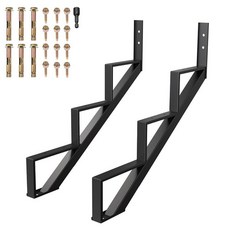 스틸 계단 라이저 3단 2개 금속 스트링거 적재 용량 1 360.8kg(3000파운드) 데크 높이 71.7cm(28인치) 계단 녹 방지 파우더 코팅 블랙 126171, 3 Step