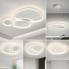 거실 천장등 모던 미니멀리즘 크림색 인테리어 조명 세트 LED식탁등 침실등 실내조명, 화이트 90cm 3색 변광