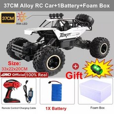 4WD 원격 무선 RC 자동차 4x 4 리모컨 트럭 레이싱 드리프트 Led 조명 RC카 선물, 37CM Sliver 1B Gift, 1개