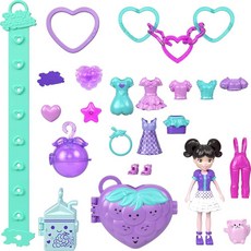 Polly POCKET 포켓 Doll & PET 펫s 팔찌 키체인 놀이 세트 과일 테마 패션 액세서리 및 가방 참 웨어러블 컴팩트 (스타일은 다를 수 있음) 173403