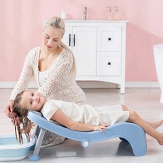 접이식 유아 샴푸의자 아기 목욕 보조의자 간편 사용, 블루, 1개