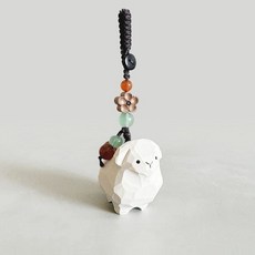 羊咩咩手工木雕小羊桃木梅花編織鑰匙扣汽車書包掛件精緻掛飾禮物
