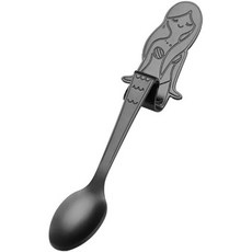 COART 5인치 80 스테인리스 믹싱 교반 커피 티 행잉 스푼 에스프레소용 컵 설탕 밀크셰이크 디저트 조미료 다기능 식기 4팩 검은색인어, Black