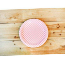 일회용 종이 접시 어린이 귀여운 캠핑용 체크 무늬 종이 접시 바비큐 피크닉 간편 개별포장 파티용 색종이