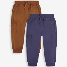 JoJo Maman BeBe 英國兒童純棉工裝褲 2入組, 卡其藍_JJH2978T,2-3Y, 1個