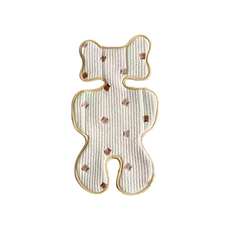 四季款寶寶推車坐墊 透氣純棉小熊刺繡 寶寶推車坐墊 透氣坐墊 寶寶坐墊, 白色-松鼠, 1個