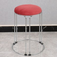 화장대 의자 거실 북유럽, 핑크 벨벳 6기둥 실버 프레임