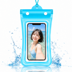 에어쿠션 스마트폰 방수팩 IPX8 물에뜨는 휴대폰 방수케이스 터치가능 4중 밀봉, 1개, 블루