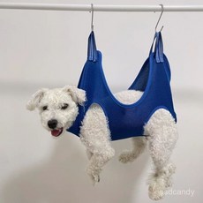 寵物貓咪狗狗吊床 寵物掛式指甲修剪中小型貓狗美容可拆洗吊床, 網料款寵物美容吊牀【藍色套裝】,M, 1個