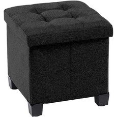 아픽시존 13인치 소형 수납 오스만 큐브 거실 침실용 플라스틱 다리 4개가 있는 발 의자 접이식 풋레스트 블랙, 13"D x 13"W 14.8"H, Black