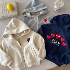 嘟嘟家兒童外套連帽衛衣男童秋冬款愛心抓絨開衫薄絨上衣