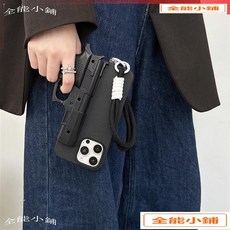 搞笑玩具手槍手機殼 適用於蘋果iPhone 15 13 14 11 16 Pro Max 帶掛繩 黑色 P2, 黑色單殼,蘋果16, 1個