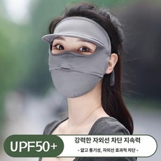 여름용 여성용 아이스 실크 얼굴 전체 커버 자외선 차단 마스크 운동 야외활동, 진회색, 1개, 1개입