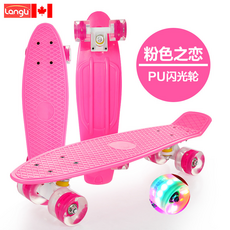 LANGU 靓丽橙色PU闪光轮 滑板车, 56cm玫紅板玫紅閃光輪【送護具】, 1個