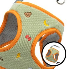 패리스독 강아지 하네스 M 반려견 용품 애완용 하네스 반려견 패션 아기자기한 디자인 에스프아 그린 하네스 편안한 착용감 외출용 하네스 M사이즈