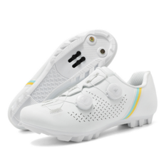 公路自行車山地夏季騎行鞋：輕量透氣，耐磨防滑，舒適騎行體驗, 山地底—专业骑行鞋—白色—A2, 38