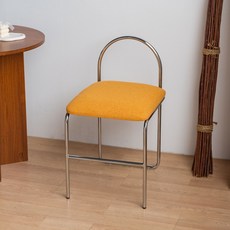 체리브 엘리 화장대 의자 등받이 편한 인테리어 가벼운 스툴, 오렌지(실버프레임), 1개