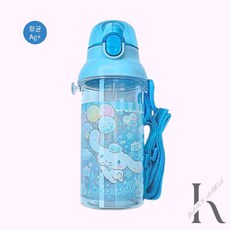 산리오 스케이터 어깨끈 원터치 클리어 물통 시나모롤 쿠로미, 1개