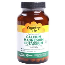 Country Life 鈣鎂鉀補充錠 無麩質 無糖, 90顆, 1罐