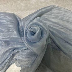 10D歐根紗輕奢典雅微皺薄漢服外襯春夏款輕薄柔軟, 淡藍