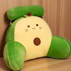 可愛動物造型護腰靠枕 牀頭靠墊 沙發軟包大靠背 宿舍看書靠枕, 綠牛油果