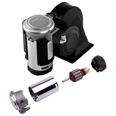 릴레이 와이어 하네스가있는 달팽이 에어 경적 트럭 오토바이 슈퍼 시끄러운 톤 자동차, 1. Black 24V, 1개