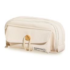 리리월드 심플 대용량 펜 파우치 봉제 필통, 1개, 단추 아이보리