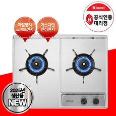 린나이 빌트인 가스레인지 2구 매립형 가스쿡탑 과열방지 실버, LNG, 빌트인가스레인지 2구