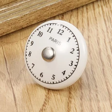 흰색 인쇄 세라믹 문 손잡이 및 가구 서랍 찬장 나사가있는 단일 구멍 캐비닛