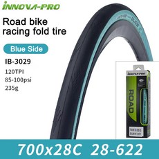 INNOVA 700C 700x25C/28C/30C 도로 자전거 타이어 120TPI 검정색 노란색 측벽 레이싱 접이식 IB-3029, 12 IB-3029 28C Blue, 1개