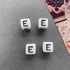 헤세드 (10p) 10x10mm 화이트 사각 알파벳 영문 이니셜비즈, E, 1세트