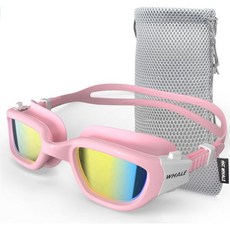Whale 키즈 수경 A2 업그레이드 편광 고글, Pink Frame, Electroplated mirror