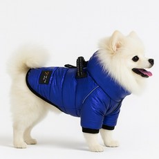 오렌지원 강아지 패딩 겨울옷 일체형 하네스 방수 경량 벨크로 패딩, 네이비, 1개