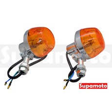Supamoto D571 復古 方向燈 電鍍 橘色 通用 改裝 大尺寸 咖啡 CB750, 1個, 長柄 (1個)