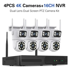 8MP 4K 16채널 WIFI NVR 시스템 CCTV 감시 키트 자동 추적 P2P 컬러 야간 PTZ IP 카메라 보안 EseeCloud, 04 없음, 01 미국 플러그, 02 16CH NVR 4 Cameras