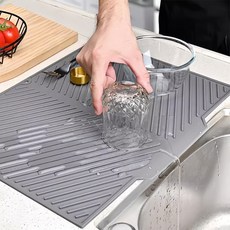 실리콘 물빠짐 식기건조매트 주방 싱크대 다용도 건조대, 그레이, 1개
