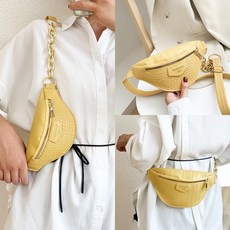 골드 체인 미니 밸트백 힙색 슬링백 여성 가죽가방 벨트백 미니힙색 가죽힙색 허리백