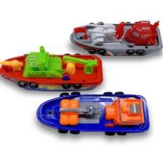 모형 보트 다이캐스트 장난감 전동 해적선 바닷가 수영장 해변, 기본구성, 1개, 소방선 + 잠수선 + 경찰선 [3개 세트]