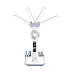 晴學 LED四管廣角護眼風扇檯燈, 白色