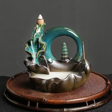 陶瓷荷花荷葉倒流香爐創意月亮寶塔倒流香家居工藝品擺件批發, 1個