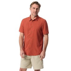 Bass Outdoor BASS OUTDOOR 남성용 반소매 자외선 차단 양이온 버튼 업 셔츠 표준, Red Ochre